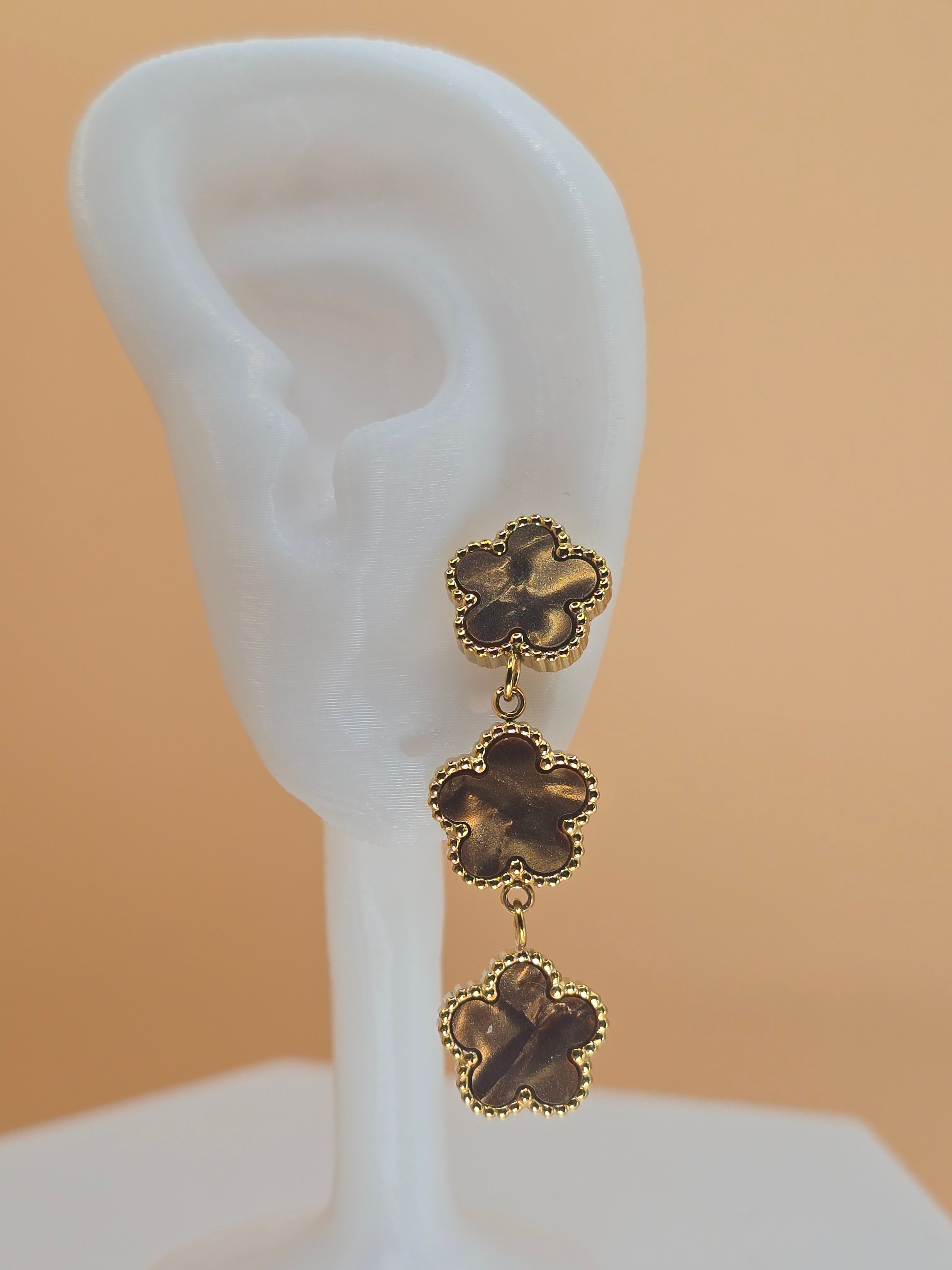 orecchini clover chocolate gold