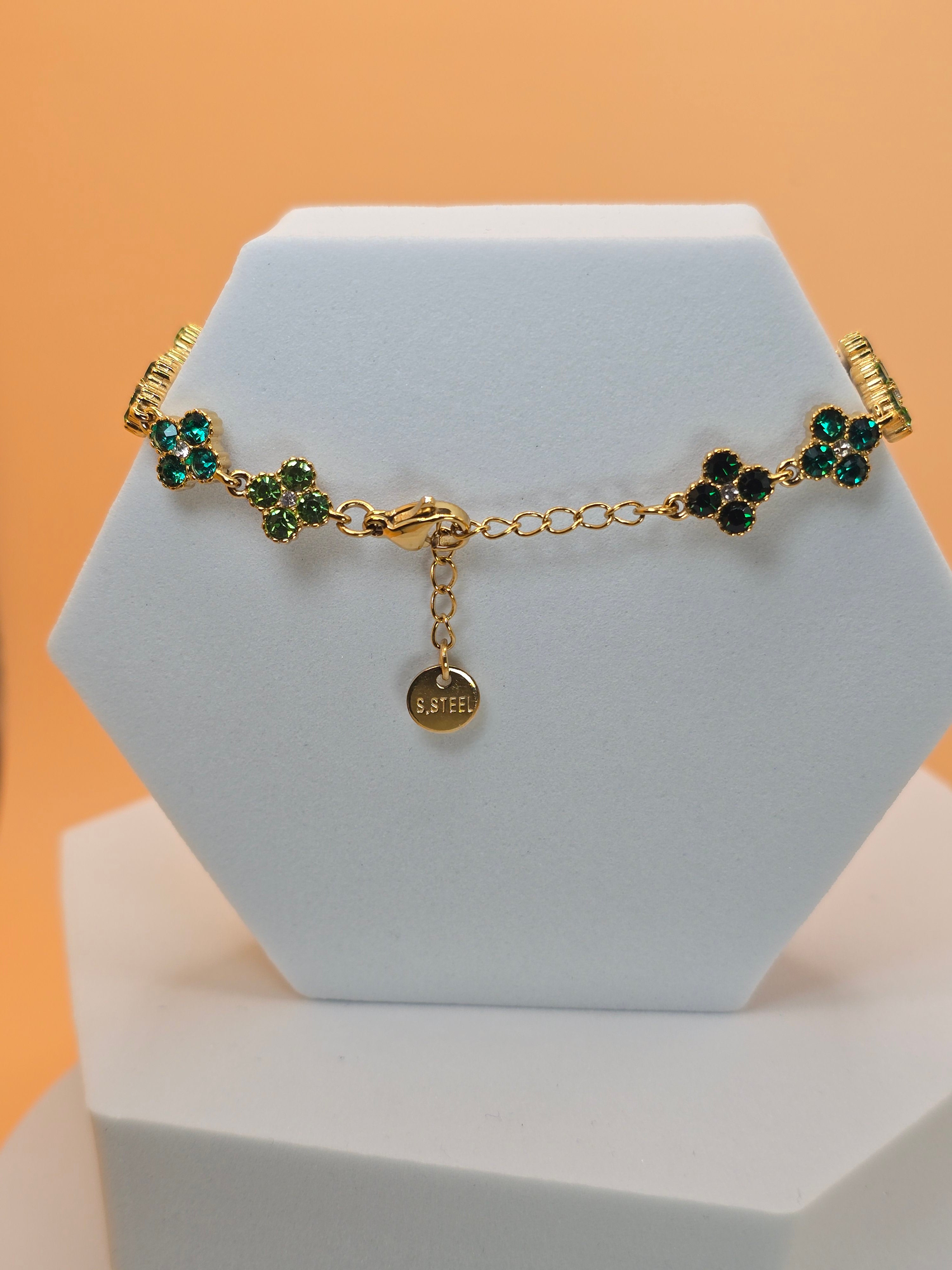 bracciale sprig day verde placato oro